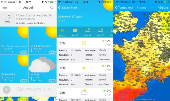 4 applications météo gratuites pour Android et iPhone